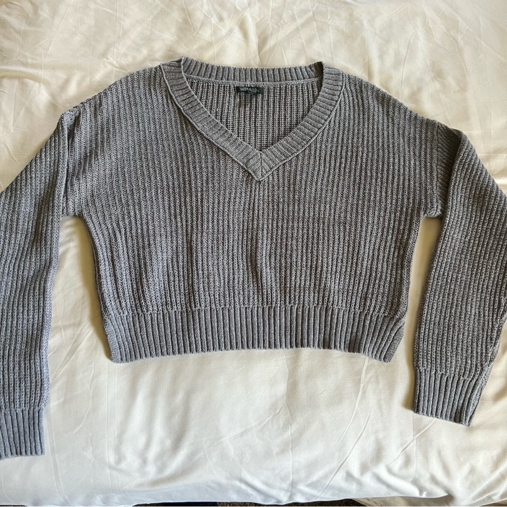 Wild Fable Charcoal V-Neck Crop oversized Sweater Size XS